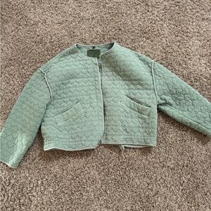 Blank NYC Quilted Cropped Jacket in Sage Green